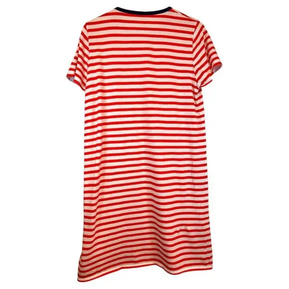 J Crew Women’s Large Short Sleeve Striped Crewneck T-Shirt Dress Soft Stretch - Picture 2 of 4